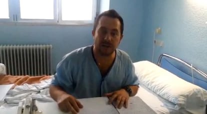 Javier Limón en una captura del vídeo facilitat per la família en l'Hospital Carlos III de Madrid