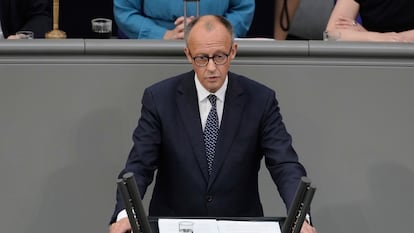 Friedrich Merz durante su discurso en el Bundestag, este miércoles.