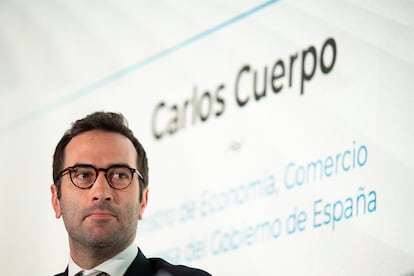 El ministro de Economía, Carlos Cuerpo, este jueves en un evento en la Universidad de Alcalá de Henares.