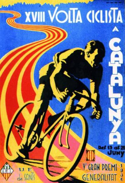 L’espectacular cartell de la 18a edició de la Volta, l’edició de l’any 1936.