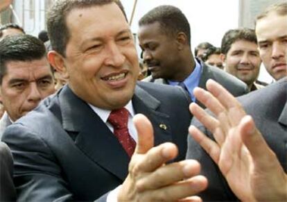 El presidente venezolano, Hugo Chávez, ayer durante una visita a Quito.