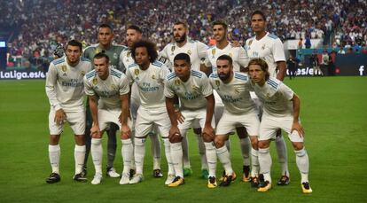 El once del Real Madrid ante el Barcelona, en Miami.