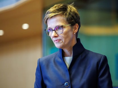 La vicepresidenta del Bundesbank, Claudia Buch, en su audiencia en el Parlamento Europeo.