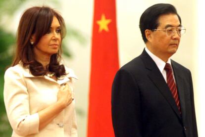 Cristina Fernández de Kirchner y Hu Jintao en julio de 2010.