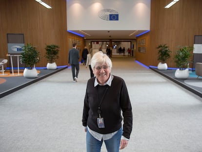 Clara Ponsatí, en el Parlamento europeo el día que debía declarar ante el juez Pablo Llarena.