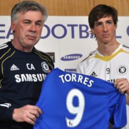 El jugador Fernando Torres en la presentación como nuevo jugador del Chelsea