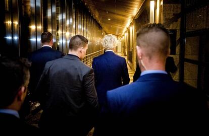 El líder del Partido por la Libertad, Geert Wilders, tras conocer su derrota en las elecciones de 2017.