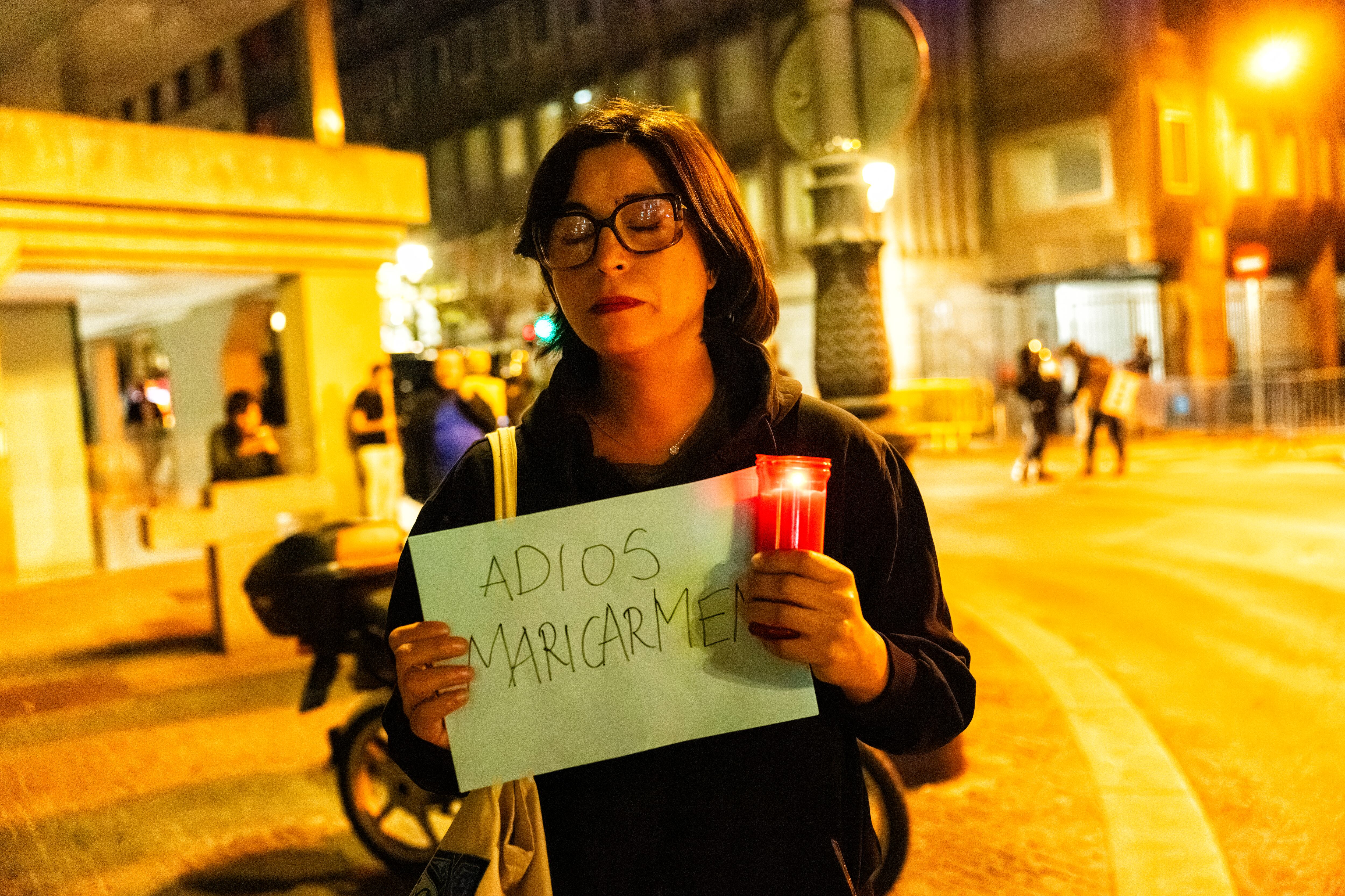 Homenaje a Maricarmen en los alrededores de la Puerta del Sol de Madrid, este miércoles. 