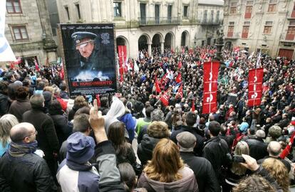 Manifestación en Santiago el pasado 12 de enero contra el plan de restructuración de Novagalicia