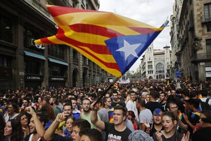 Ambiente durante la manifestación en Barcelona.