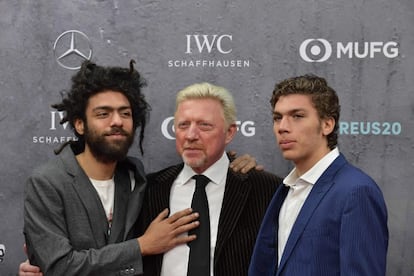 Boris Becker junto a sus hijos Elias (a la derecha) y Noah.