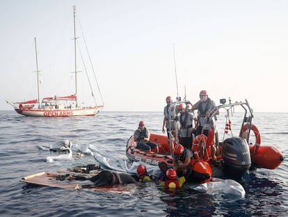 The wreckage of the boat found on the Mediterranean.