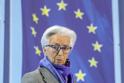 La presidenta del BCE, Christine Lagarde, el jueves en Fráncfort.