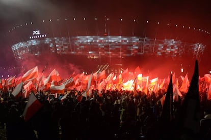 Manifestación nacionalista en Varsovia este sábado.
