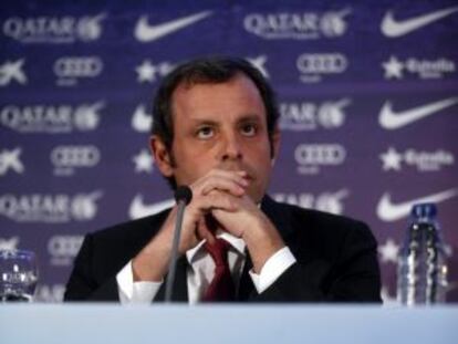 Sandro Rosell during Monday's press conference.