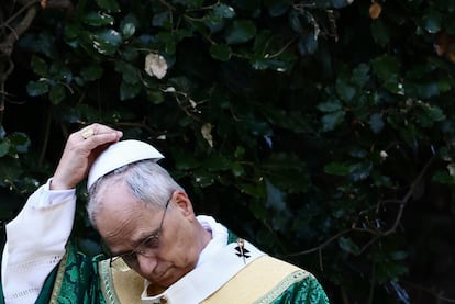 El Papa, este miércoles, en los jardines de Castel Gandolfo.