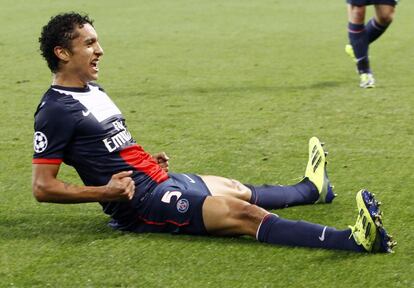 Marquinhos celebra un gol.