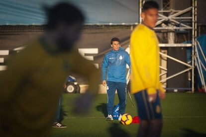 Rubi, en un entrenamiento del Espanyol. 