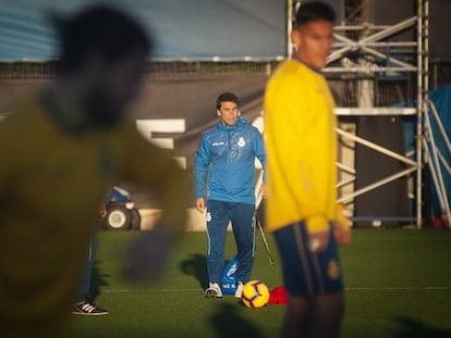 Rubi, en un entrenamiento del Espanyol. 