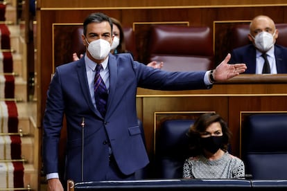 El presidente del Gobierno, Pedro Sánchez, en la sesión de control del Congreso este 16 de junio.