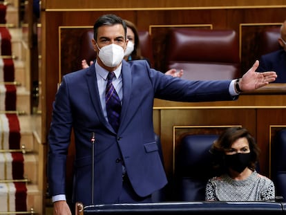 El presidente del Gobierno, Pedro Sánchez, en la sesión de control del Congreso.