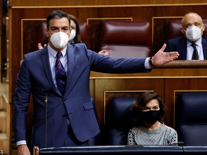 El presidente del Gobierno, Pedro Sánchez, en la sesión de control del Congreso este 16 de junio.