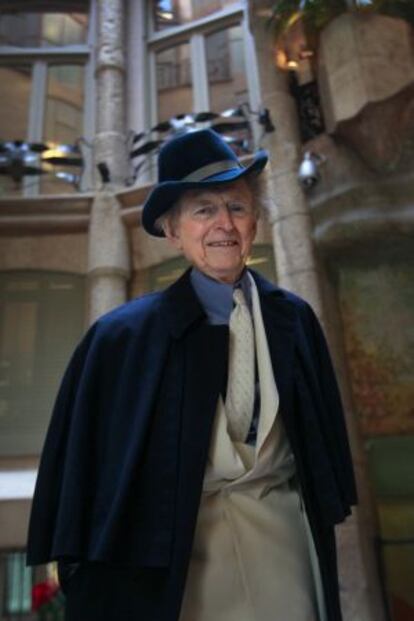 Tom Wolfe, ayer en La Pedrera.