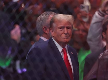 Trump, el sábado a su llegada a un combate de artes marciales mixtas en el Madison Square Garden de Nueva York.