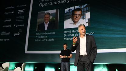 Alberto Granados, presidente de Microsoft España, durante el Microsoft IA & Innovation Summit, en Madrid.