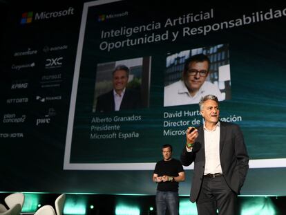 Alberto Granados, presidente de Microsoft España, durante el Microsoft IA & Innovation Summit, en Madrid.