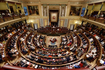 El hemiciclo del Congreso durante la sesión constitutiva de las Cortes Generales de la XV Legislatura, el pasado jueves 17 de agosto en Madrid.