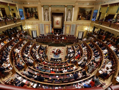 El hemiciclo del Congreso durante la sesión constitutiva de las Cortes Generales de la XV Legislatura, el pasado jueves 17 de agosto en Madrid.