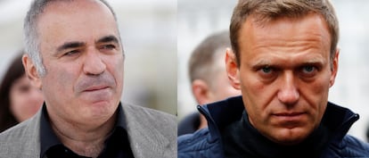 Garry Kasparov (left) in Cannes (March 2024) and Alexei Navalny in a photo from 2019.