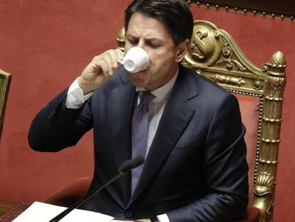 Giuseppe Conte, este martes en el Senado italiano, en Roma.