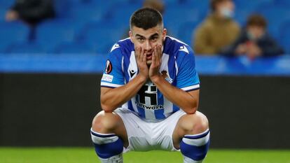 Ander Barrenetxea, este jueves durante el partido ante el Sturm Graz