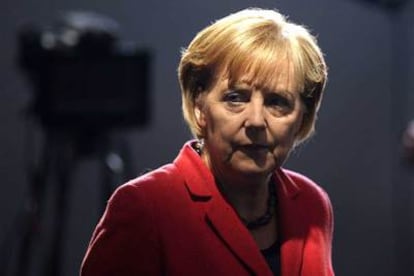 La canciller alemana, Angela Merkel, en un estudio de televisión el año pasado.