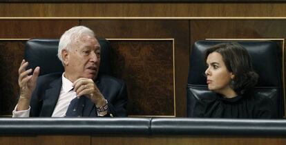 El ministro de Exteriores en funciones, José Manuel García-Margallo, en el Congreso.