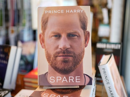 Copies of the new book by Prince Harry called "Spare" are displayed at Sherman's book store in Freeport, Maine, Tuesday, Jan. 10, 2023. Prince Harry's memoir provides a varied portrait of the Duke of Sussex and the royal family. (AP Photo/Robert F. Bukaty)