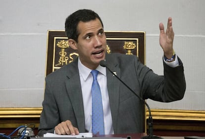 Juan Guaidó, en la Asamblea Nacional, en Caracas. 