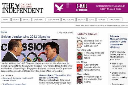 El diario británico The Independent otorga el oro olímpico a la candidatura de Londres 2012.