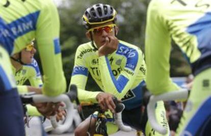 Contador, en una sesión de entrenamiento