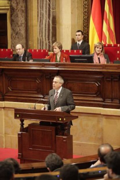 Pere navarro, en un momento de un debate en el Parlament.