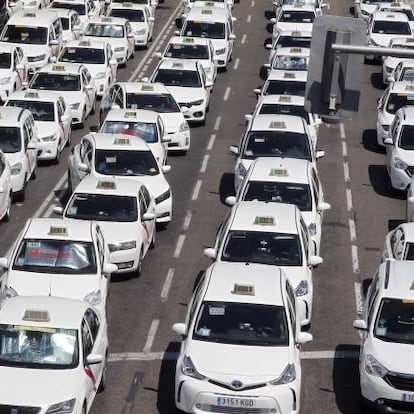 Huelga de taxistas en Madrid, celebrada en julio.