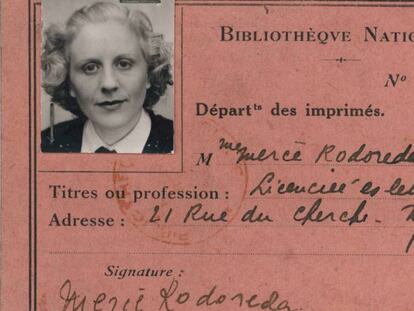 Carnet de lectora de la Biblioteca Nacional de París de Mercè Rodoreda, válido de 1948 a 1949. 