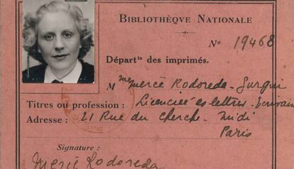 Carnet de lectora de la Biblioteca Nacional de París de Mercè Rodoreda, válido de 1948 a 1949. 