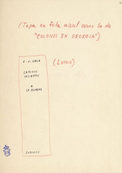Boceto de la cubierta para 'La colmena', por Camilo José Cela.
