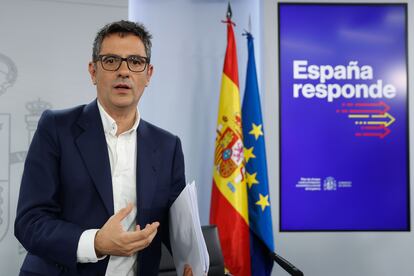 El ministro de Presidencia, Félix Bolaños, el lunes en Madrid tras la rueda de prensa posterior al Consejo de Ministros.