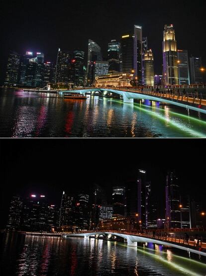 Ciudad de Singapur, durante la Hora del Planeta.