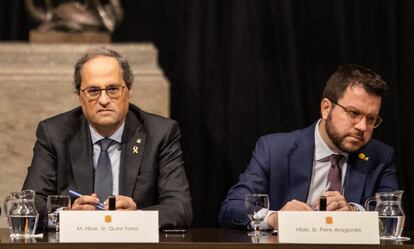 El presidente de la Generalitat, Quim Torra, y el vicepresidente, Pere Aragonès.