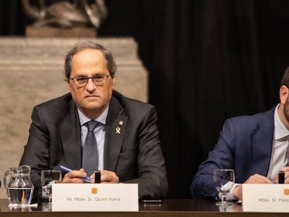 El presidente de la Generalitat, Quim Torra, y el vicepresidente, Pere Aragonès.